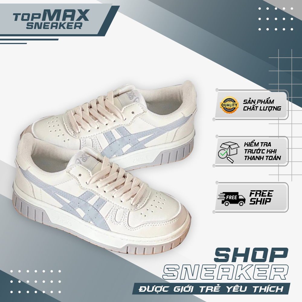 Giày Asics Court MZ xám Nam Nữ, Giày thể thao nam nữ asics vạch xám - Topmax.sneakers