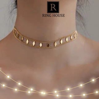 N145 dây chuyền choker nữ kiểu chuỗi hình thoi titan không rỉ gỉ sáng đẹp