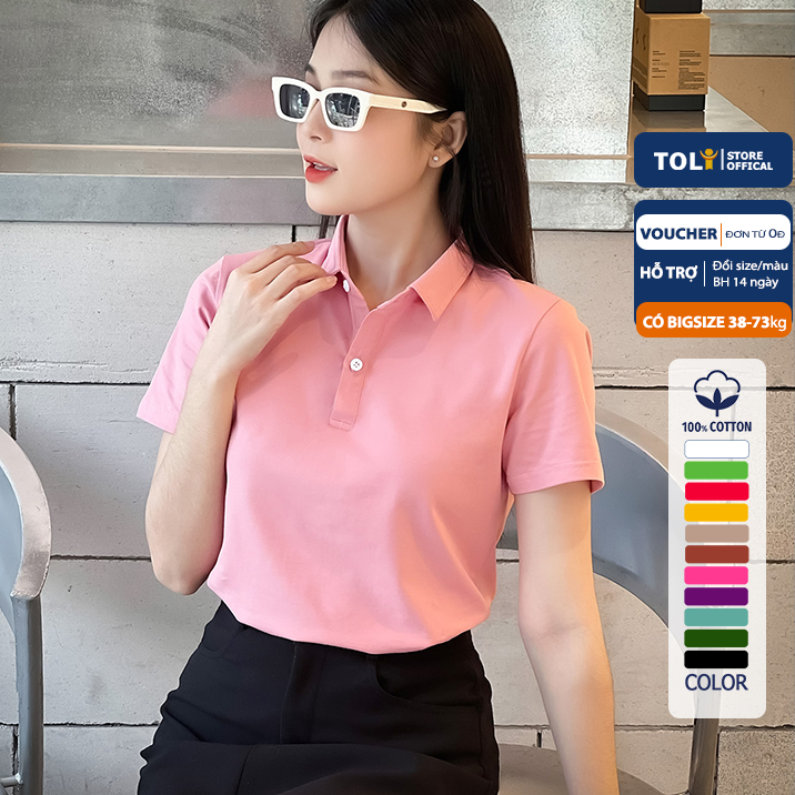 Áo Thun polo nữ TOLI có cổ sơ mi, dáng ôm nhẹ, vải Cotton mềm mịn,chính hãng cao cấp [UV1-PLM26]