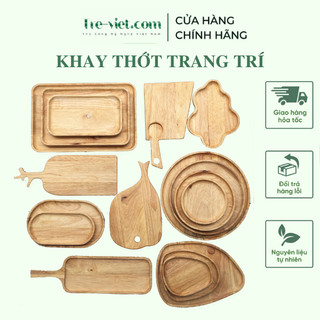 Khay gỗ trang trí đựng đồ ăn chụp ảnh - Thớt gỗ decor cho nhà hàng/ khách sạn/ quán ăn
