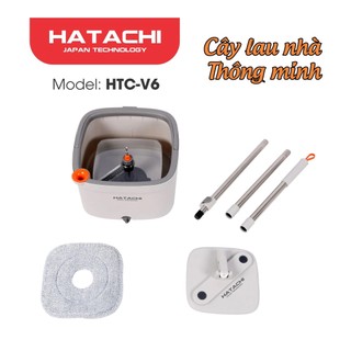 Chổi lau nhà thông minh tự tách nước thải HATACHI HTC-V6, hàng Chính hãng, công nghệ Nhật Bản