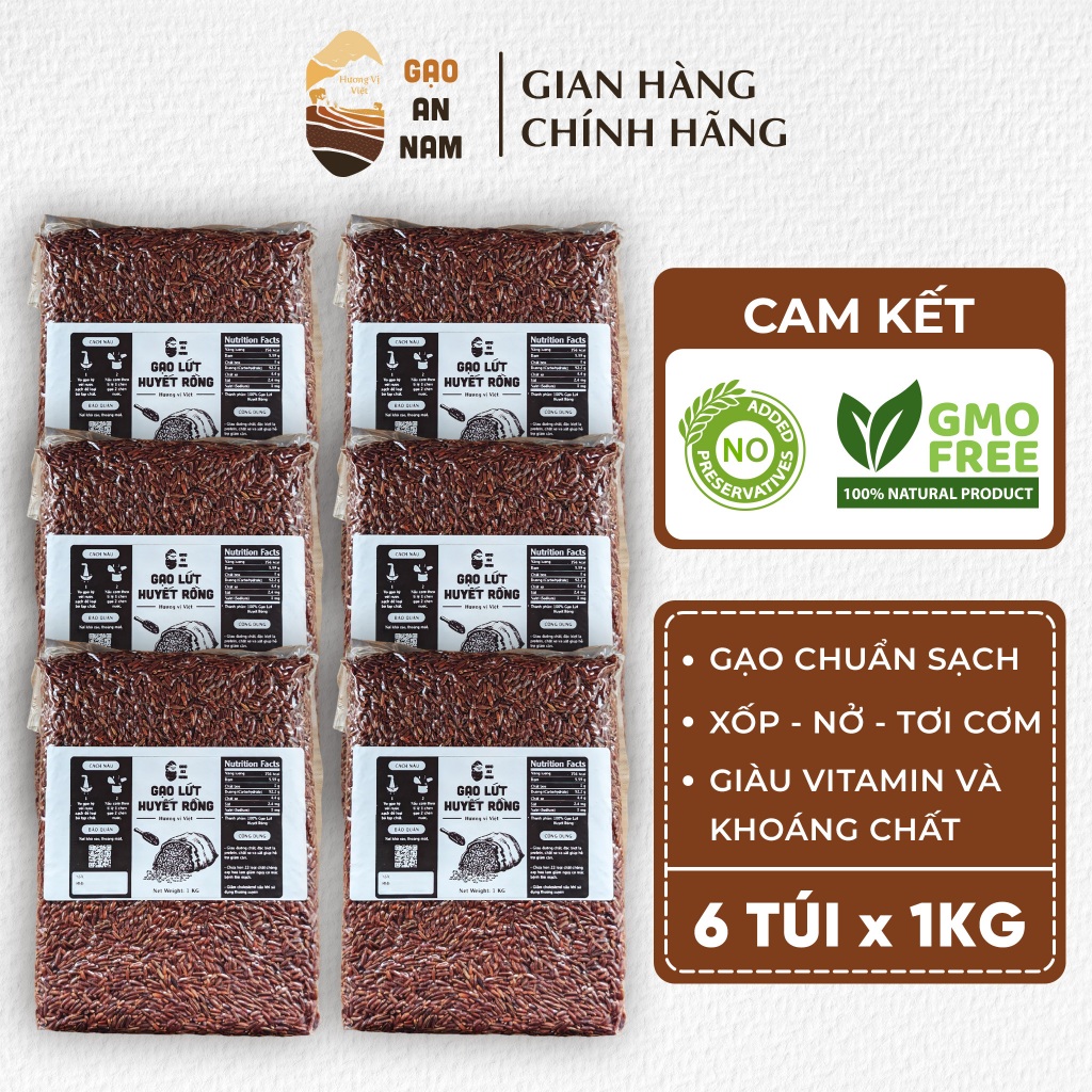Gạo Lứt Huyết Rồng An Nam - theo hướng Hữu Cơ - LOẠI NGON, Ăn Kiêng/Thực Dưỡng