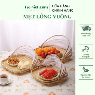 Mẹt Tre Lồng Bàn Vuông / Lồng bàn gấp gọn - Bamboo Food Storage Tray With Lid