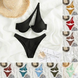 Bộ bikini 2 mảnh lệch vai có gọng