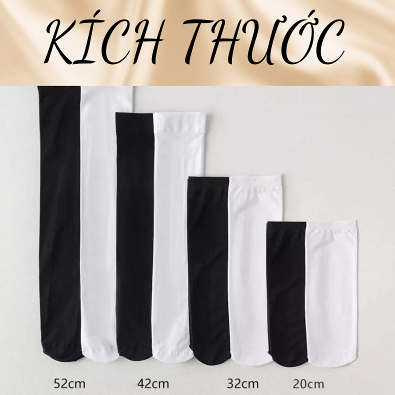 Tất Vớ Nhung Dài Qua Gối Màu Trắng Đen JK Lolita cosplay phong cách Nhật Bản chất dày siêu mịn T10 - Leseva