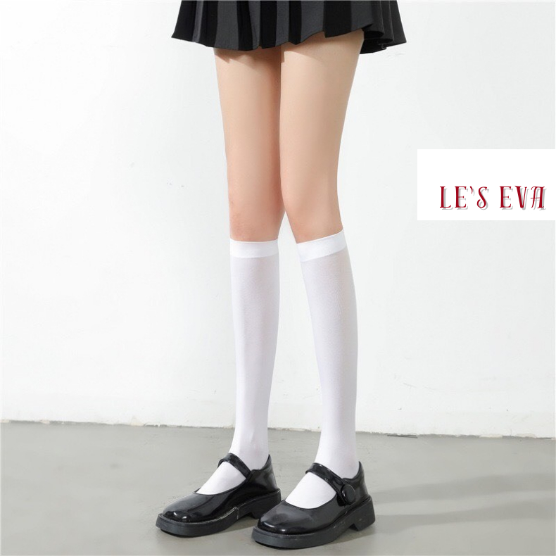 Tất Vớ Nhung Dài Qua Gối Màu Trắng Đen JK Lolita cosplay phong cách Nhật Bản chất dày siêu mịn T10 - Leseva