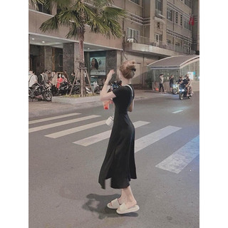 QDSTORE - Váy cotton đen dài