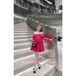 Váy trễ vai thô dáng  dài nơ ngực