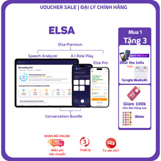 Trọn đời Tiếng Anh Elsa online (Elsa Premium, Elsa Speak Pro, Elsa AI, Elsa Analyzer, Conversation Bundle)