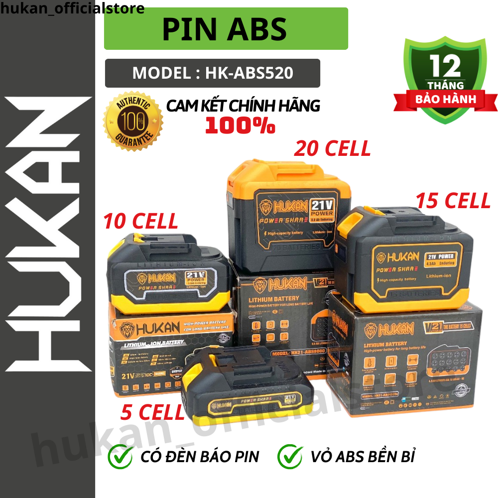  Pin Hukan chính hãng 20Cell 15cell 10 cell 5 cell 1.5ah 3.2ah 4.5ah sử dụng chân pin phổ thông