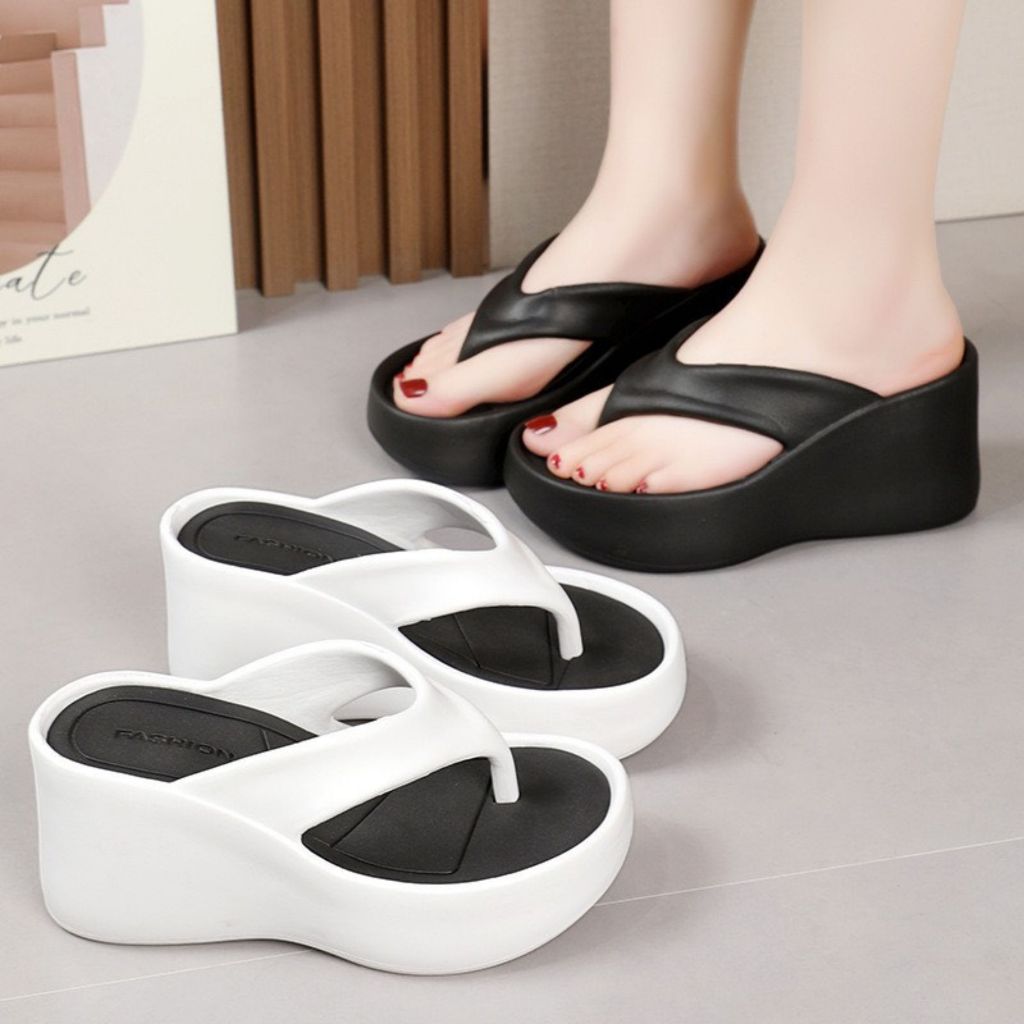 Dép Tông Đi Biển Nữ Đế Cao 9cm Tôn Dáng, Dép Xỏ Ngón Độn Đế Chống Trượt Size 35-40