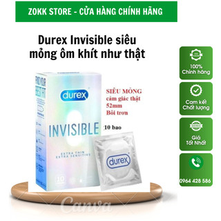 Bao cao su siêu mỏng Durex Invisible ,hộp 10 chiếc.