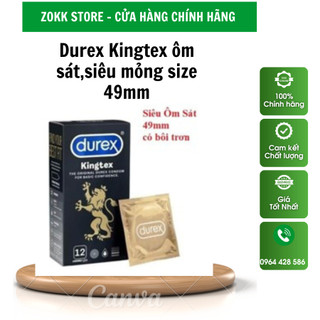 Bao cao su Durex Kingtex size 49mm, Dành cho quý ông size nhỏ,hộp 12 chiếc.