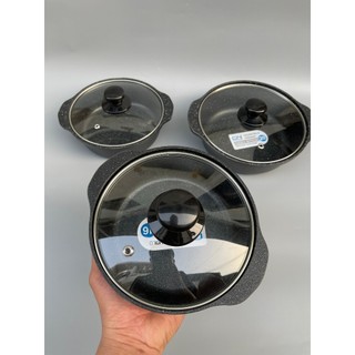 Thố gang Đúc nguyên khối Nắp kính phủ chống dính vân đá