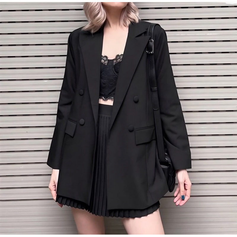 (XẢ HÀNG) ÁO KHOÁT BLAZER FORM RỘNG TẶNG KÈM ĐAI(ẢNH THẬT )