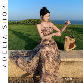 「ADELIA」Đầm Maxi 2 Dây Dáng Dài Hở Lưng Phong Cách Trà Chiều Hàng Quảng Châu DH