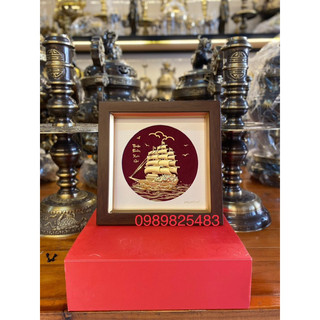 Tranh thuận buồm mạ vàng 24k - tranh để bàn - tranh thuyền