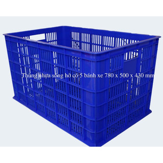 Thùng nhựa rỗng 5 bánh xe kích thước: 780x500x450mm