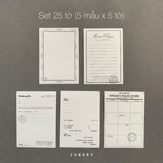 Junarystudio - Set 25 tờ giấy note giấy nền đơn giản trang trí sổ tay cổ điển vintage journal