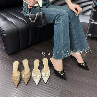 Guốc xỏ mũi nhọn cao 5cm, chuẩn Qbell hộp xanh