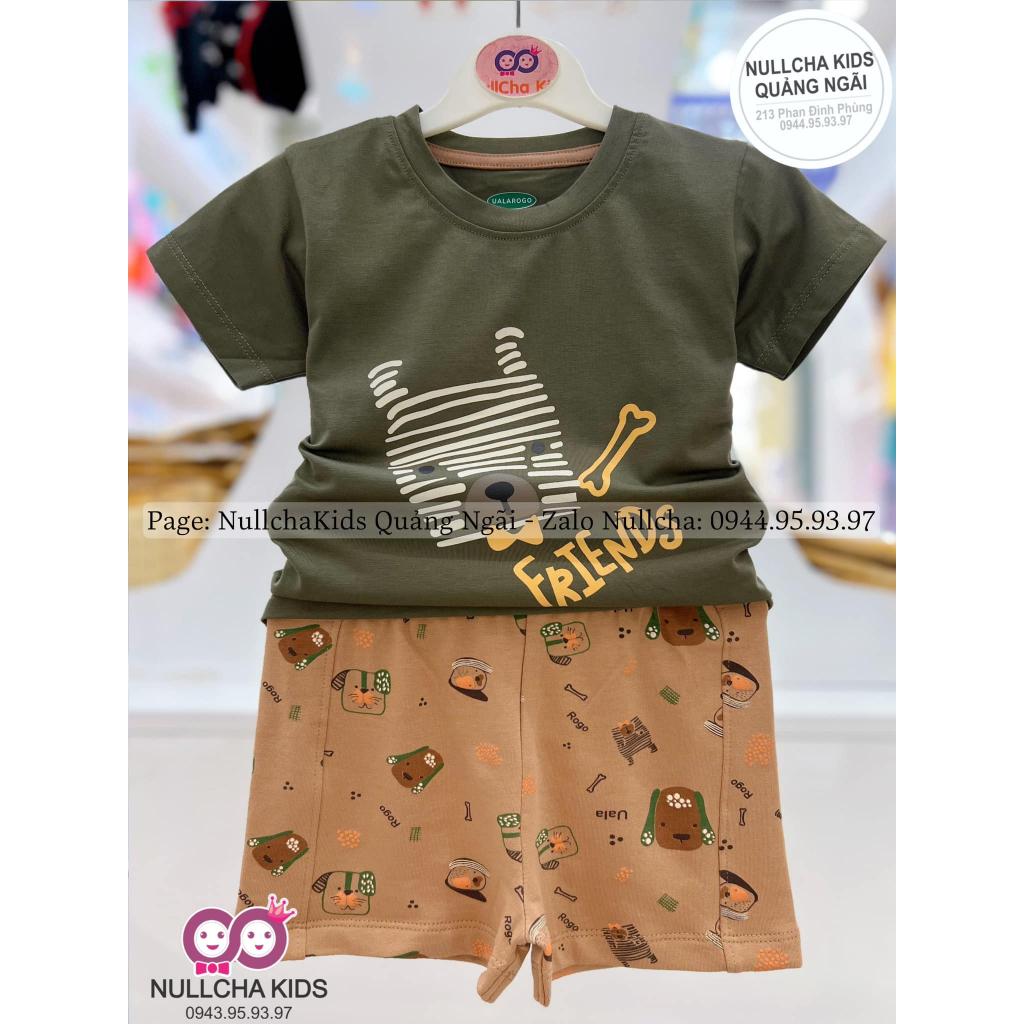 Bộ cộc tay Ualagoro chất petti cho bé trai, bé gái