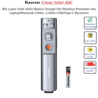 Bút Laser trình chiếu Baseus Orange Dot Wireless Presenter cho Laptop/Macbook