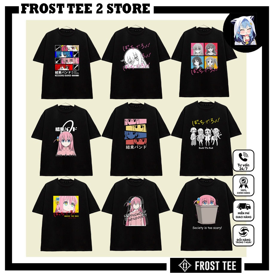 Tổng hợp 16 Mẫu Áo thun (Đen) Anime bocchi the rock . Mẫu áo thun cute chibi Hitori 'Bocchi-chan'