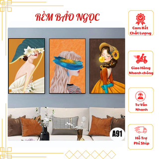 Bộ 3 bức tranh canvas khung gỗ,tranh phòng khách,phòng ăn,phòng ngủ Tranh Canvas Decor A91