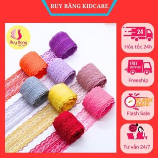 Ruy băng ren ( cuộn 5m) dùng làm nơ kẹp tóc, nơ buộc quà, phụ kiện may mặc...