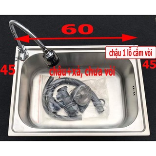 Chậu rửa chén bát inox n27 6045 dập tặng bộ xả chậu thoát nước