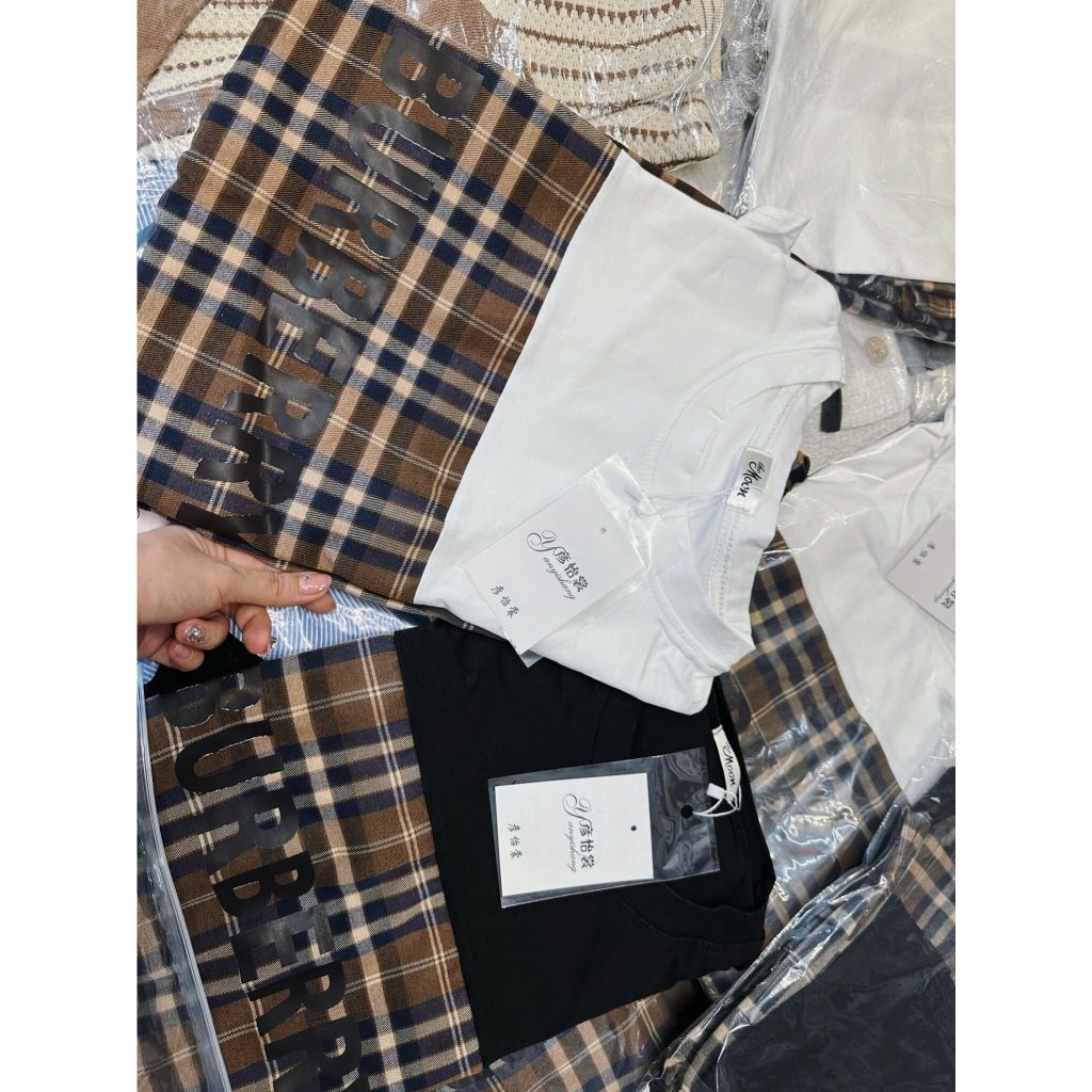 SET ĐỒ BỘ BBR 2 MÀU ĐEN TRẮNG COTTON MỀM MỊN MÁT MIX QUẦN KẺ THÔ MỀM