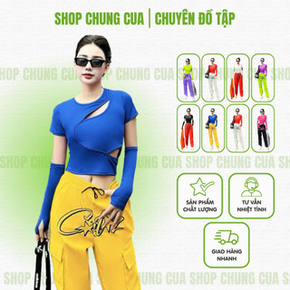 Áo thể thao Croptop nữ tay dài, áo Croptop kèm găng tay đi tập aerobic, zumba, shulfdance, dân vũ nhiều màu