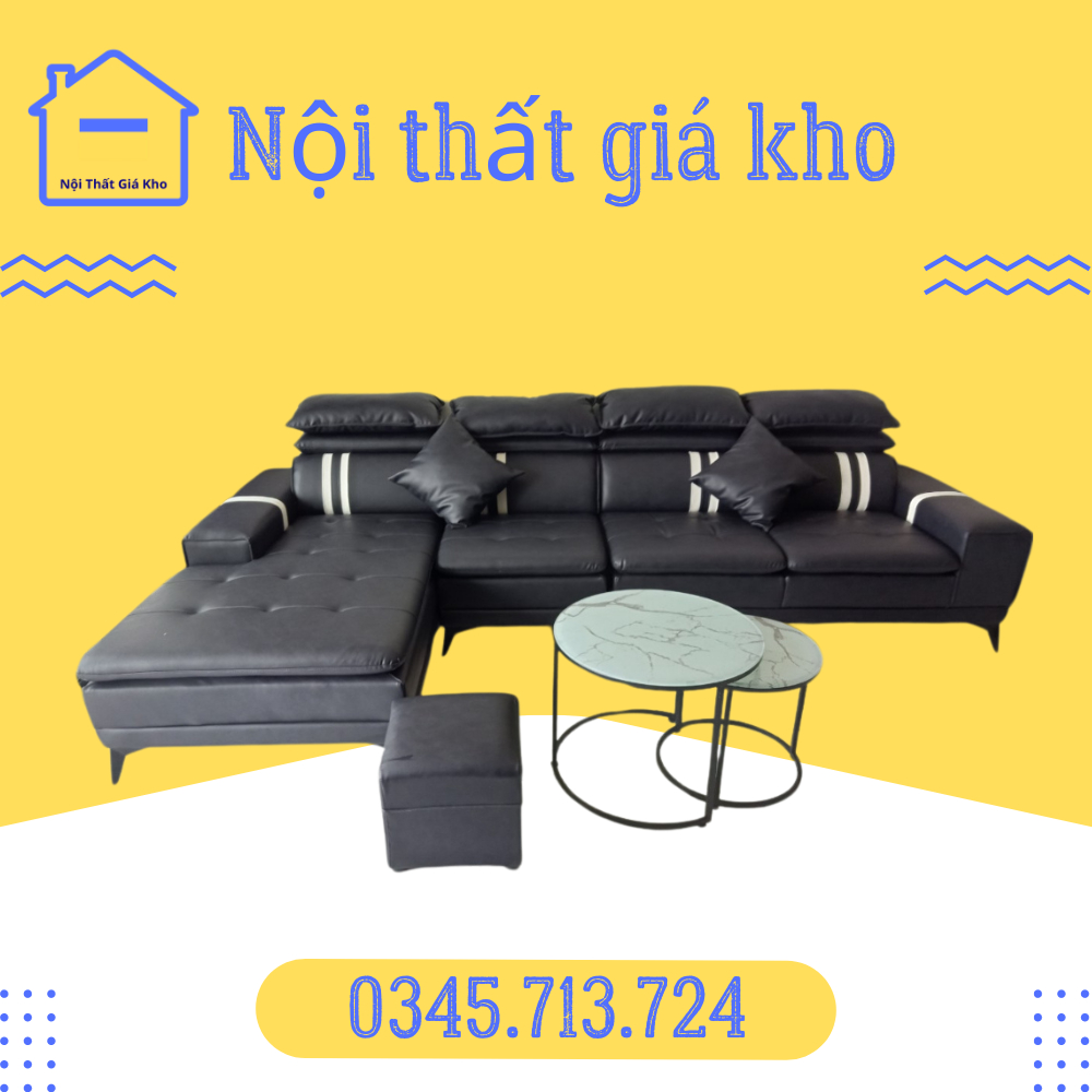 Sofa góc L bọc da công nghiệp