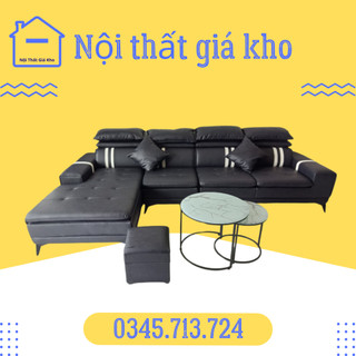 Sofa góc L bọc da công nghiệp