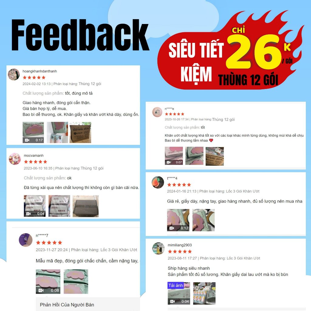 Khăn giấy ướt không mùi MiniBear 1 gói 80 tờ.