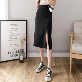 Chân váy dài công sở dáng chữ A chân váy sẻ trước dáng xuông váy dài 70cm