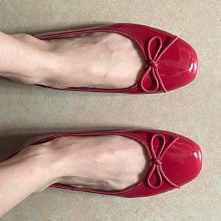 𝐁𝐥𝐚𝐮𝐞𝐁𝐥𝐮𝐦𝐞🦋 🍒 Cherry Red Ballet Flat 🍒 Giày Ly Phạm đế bệt
