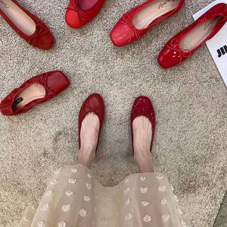 𝐁𝐥𝐚𝐮𝐞𝐁𝐥𝐮𝐦𝐞🦋 🍒 Cherry Red Ballet Flat 🍒 Giày Ly Phạm đế bệt