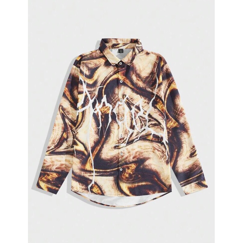 ÁO SƠ MI NAM DÀI TAY MÀU NÂU MARBLE LOANG LẠ MẮT - Size S & M