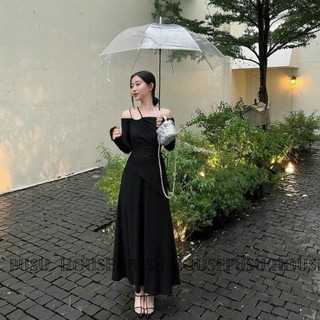    HÀNG THẬT 100%  Set áo trễ vai khoét eo+ chân váy dài màu đen dạo phố công sở đi tiệc trẻ trung  nữ tính 
