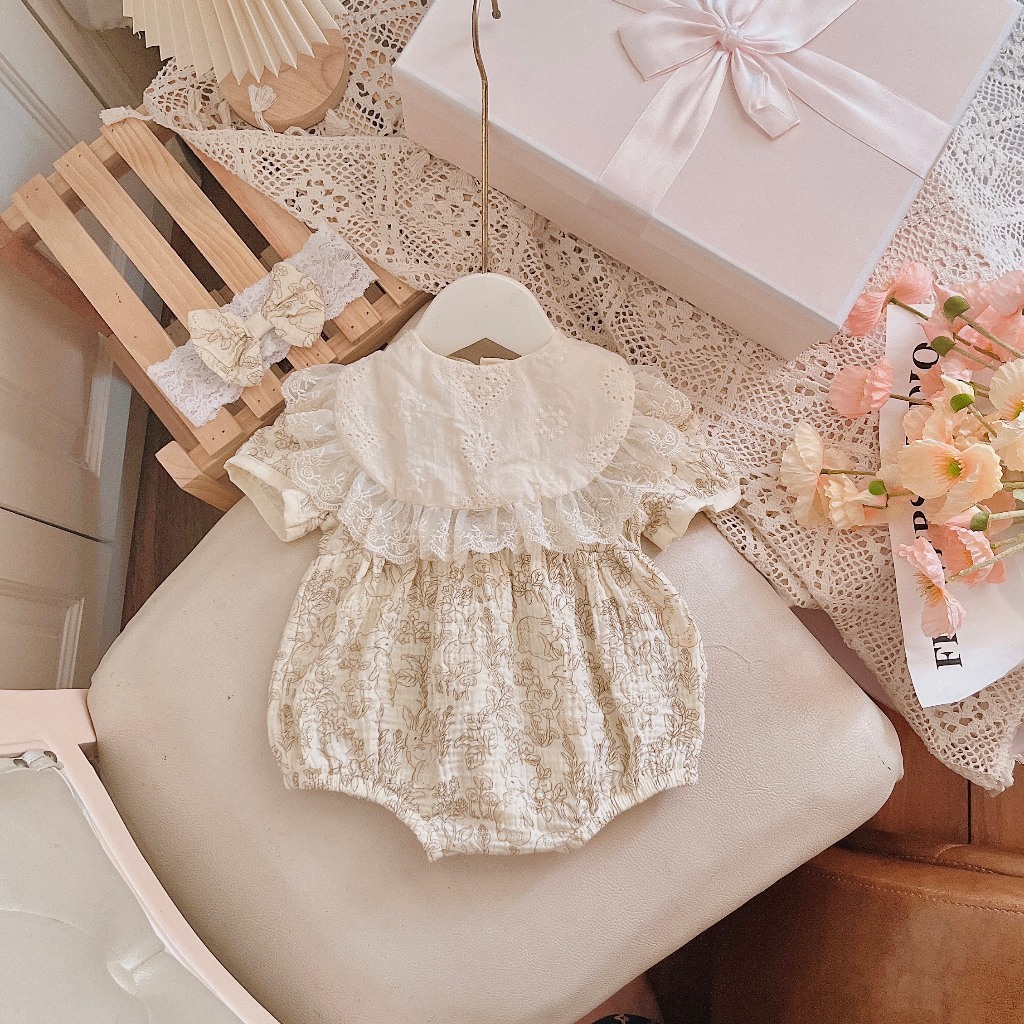 Set Body Xô Thỏ CỘc tay Made By Hằng cho b gái sơ sinh từ 3-11kg