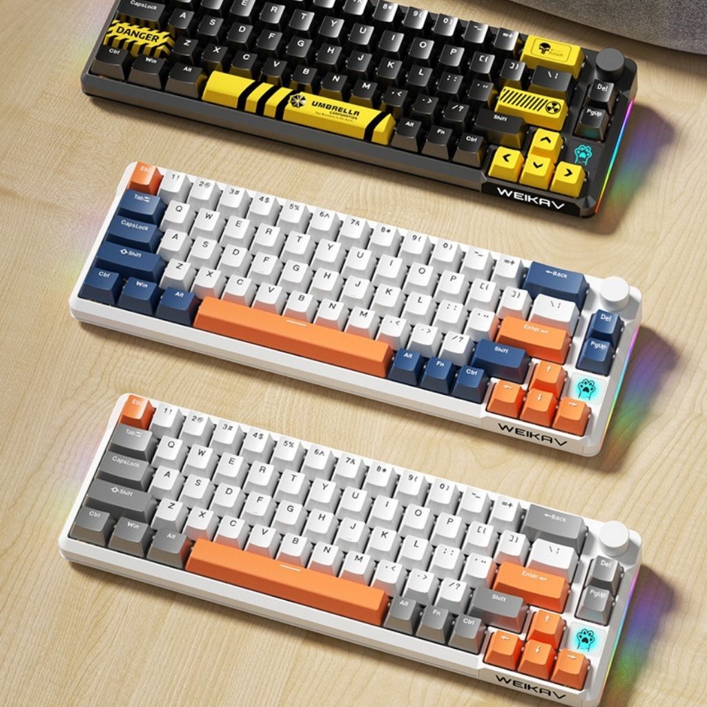 Bàn phím cơ A68 layout 68, thay switch trực tiếp, 1 mode type-c led RGB, có lúm chỉnh volume.