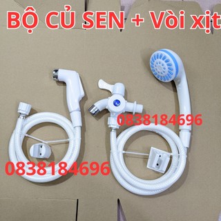Bộ vòi củ sen nhựa ABS dùng 1 đường nước lạnh,bộ sen nhựa,Vòi sen bộ vòi hoa sen tắm đứng nhựa lá