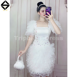 Đầm xoè nhún TRIPBLE T DRESS mặc dực tiệc siêu xinh - size S/M/L
