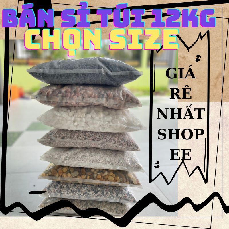 Bán sỉ Bao 12kg Sỏi suối, Đá cuội thủy sinh, Sỏi đá tự nhiên sỏi suối  trang trí thủy sinh làm vườn