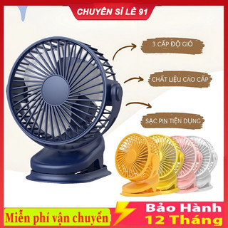 Quạt tích điện mini để bàn - Quạt kẹp bàn xoay 360 (Kèm dây sạc và Pin tích điện)