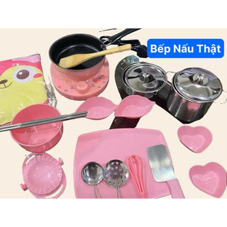 Đồ chơi bộ đồ dùng nhà bếp nấu ăn thật kèm nhiều phụ kiện cho bé giúp bé tự nấu được 