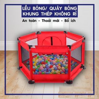 Quây bóng lều chơi bóng cho bé, Nhà bóng cho bé khung inox tặng kèm 10 bóng  BB