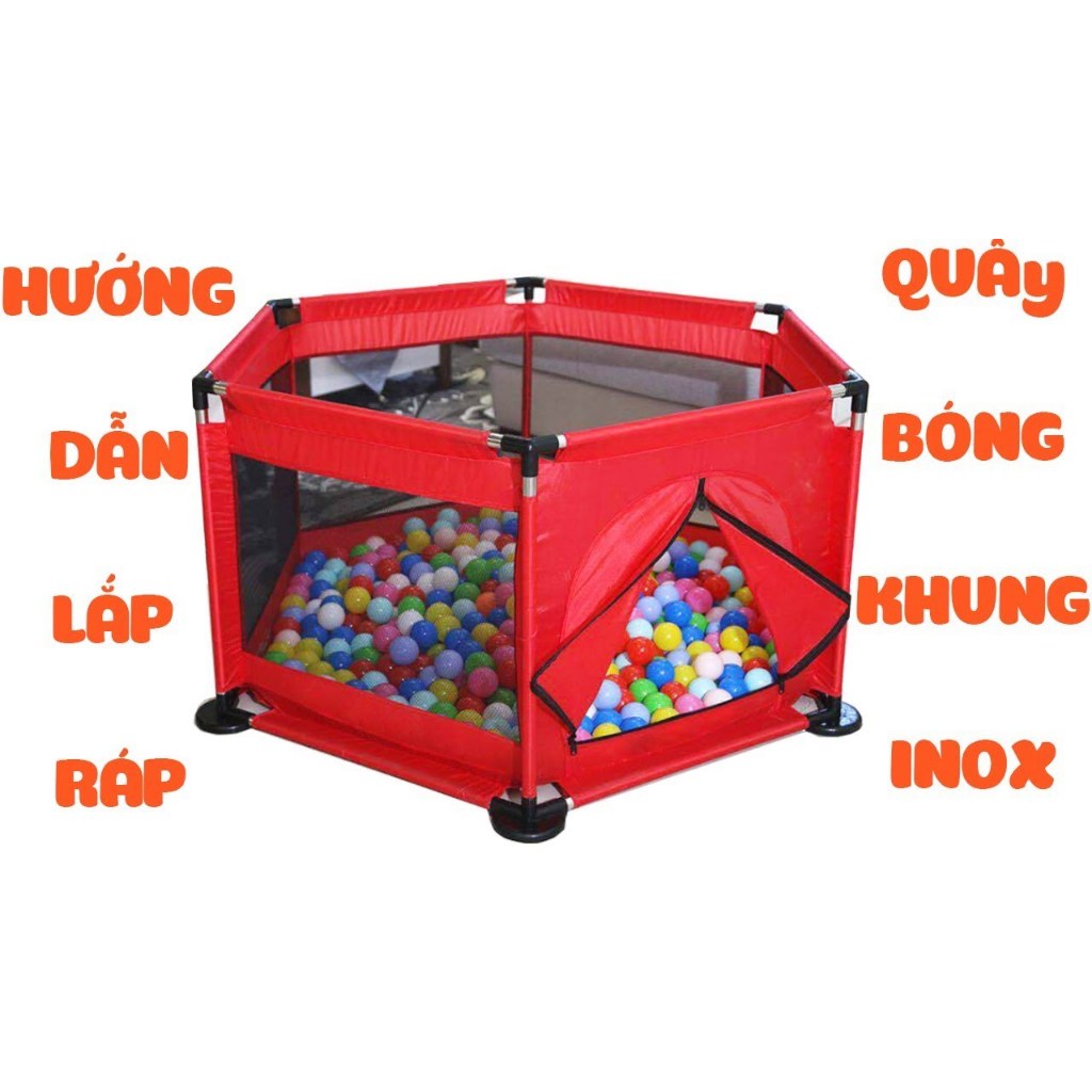 Quây bóng lều chơi bóng cho bé, Nhà bóng cho bé khung inox tặng kèm 10 bóng  BB