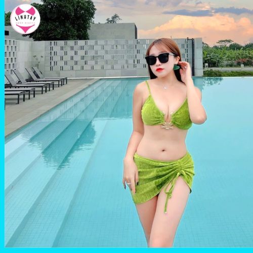 Bikini Đồ Bơi 3 Mảnh Áo Khoen Sang Chảnh Phối Quần Váy Rút Dây Cao Cấp (mẫu hot trend) | BigBuy360 - bigbuy360.vn